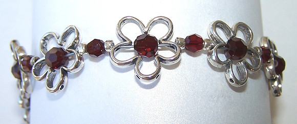 Garnet Daisy Bracelet